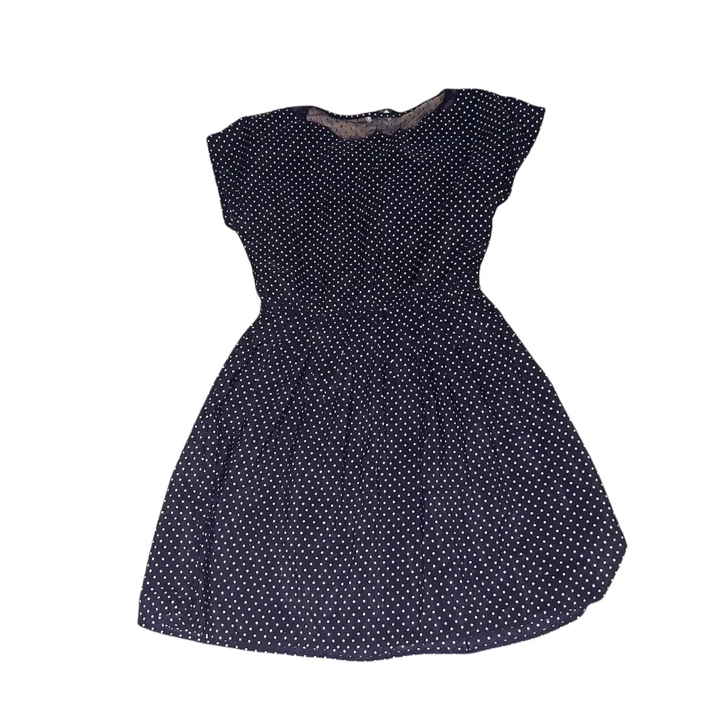 Bordeaux Los Angeles S Knee Length Dress Crop Sleeve Polka Dot Black White - Picture 1 of 3